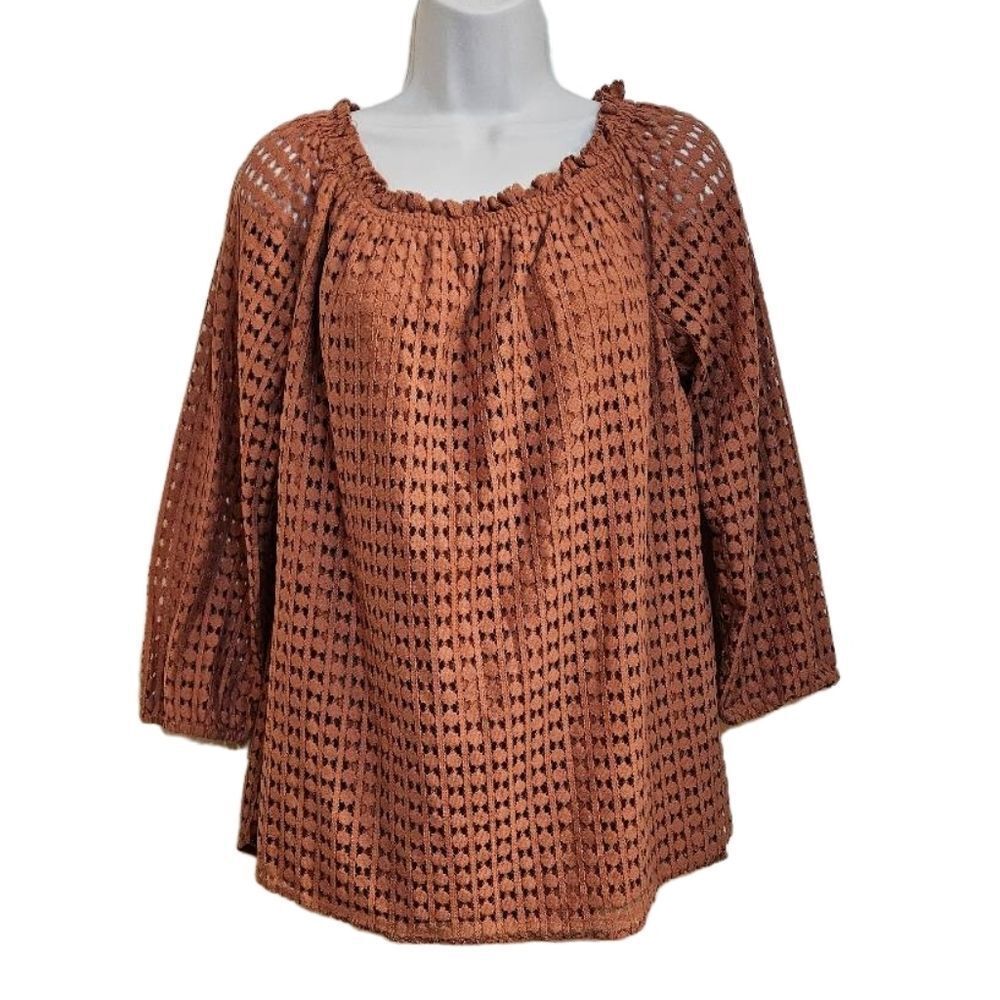 Jones New York  Bohemian Top Cut Out Over Lay sz L